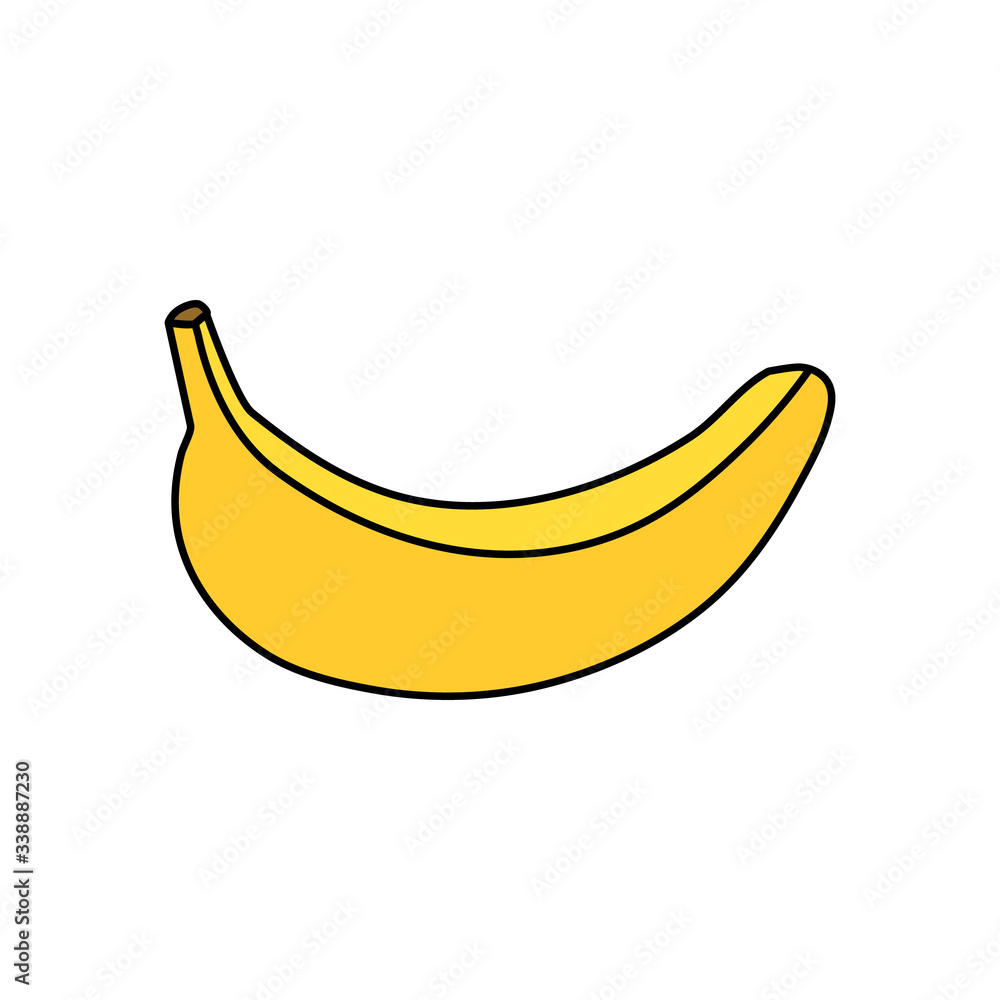 Banana vector illustration on white background. Isolated banana illustration. Tropical fruit in vector