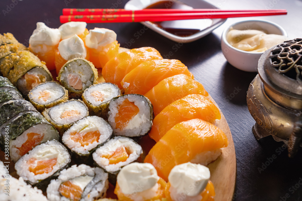 sushi and chopsticks sushi and chopsticks