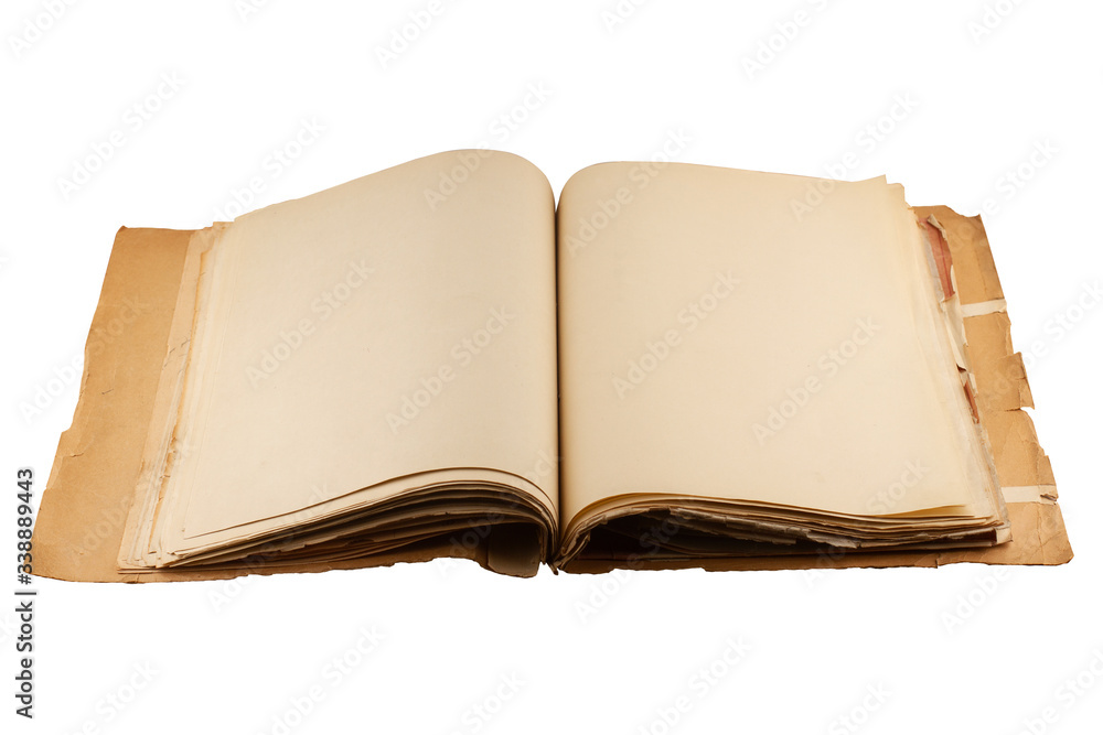 open file folder with aged light brown empty pages open file folder with aged light brown empty pages