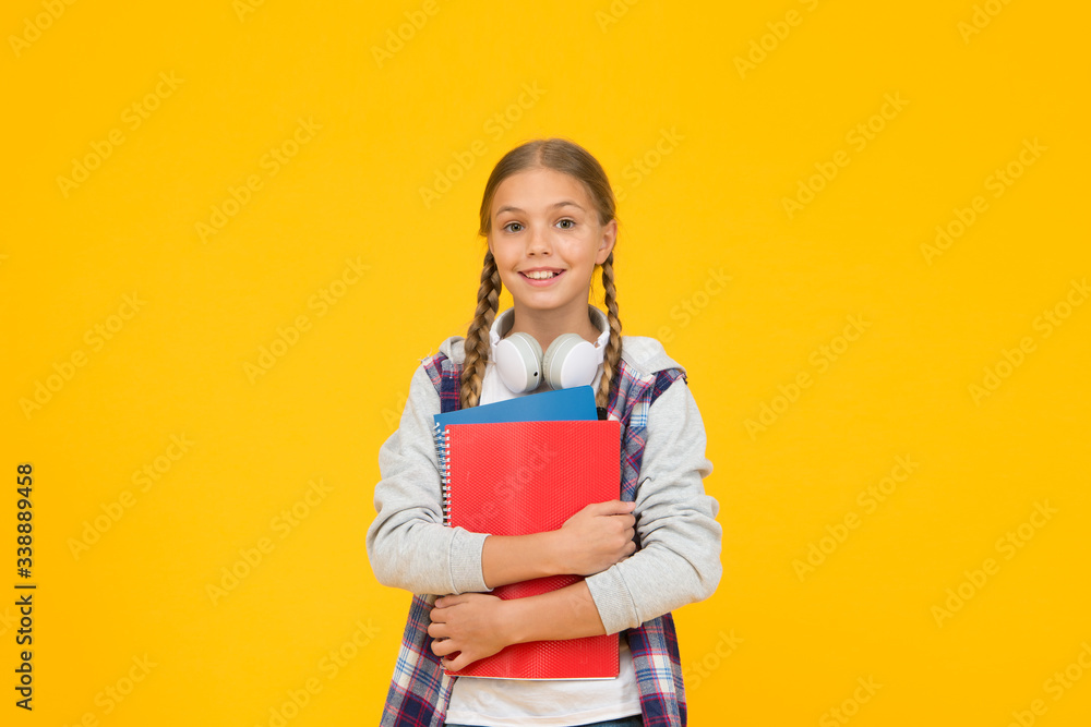 School lesson. Study literature. Towards knowledge. Learn following rules. Modern school student. Free courses. Welcome back to school. Motivate kids for academic year ahead. School girl hold books School lesson. Study literature. Towards knowledge. Learn following rules. Modern school student. Free courses. Welcome back to school. Motivate kids for academic year ahead. School girl hold books