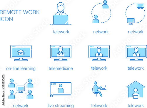 リモートワークのアイコンセット素材