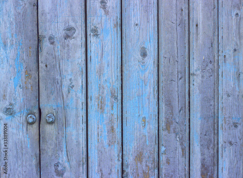  Texture of an old wooden fence with the remains of blue paint. Good background for social networks