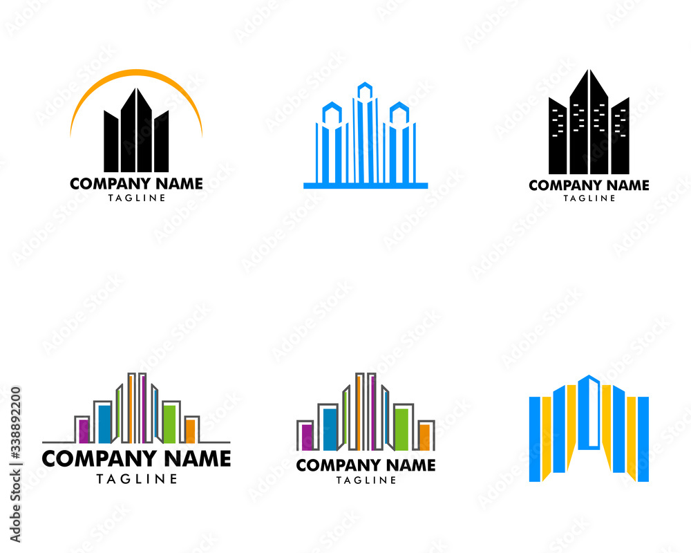 Set of Real Estate Apartment Skyscraper Logo Vector Icon Set of Real Estate Apartment Skyscraper Logo Vector Icon