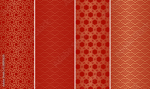 Set of golden chinese patterns