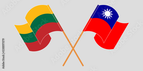 Crossed flags of Lithuania and Taiwan