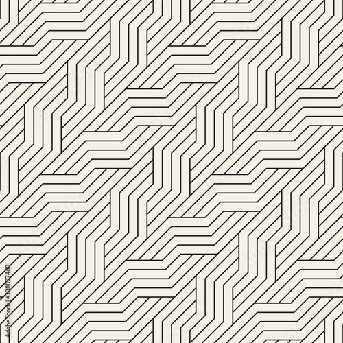 Vector seamless stylish pattern. Geometric striped ornament. Simple lattice lines background.