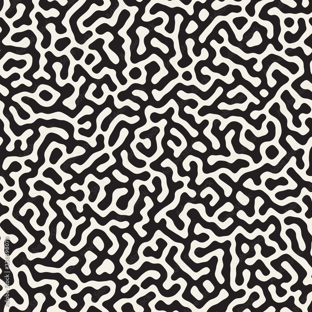Vector seamless trendy pattern. Monochrome organic shapes texture. Abstract rounded messy lines stylish background. Vector seamless trendy pattern. Monochrome organic shapes texture. Abstract rounded messy lines stylish background.