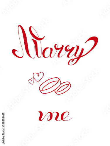 Bright romantic inscription marry me. Suitable for wedding and themed decor. Symbolizes love, devotion, tenderness.