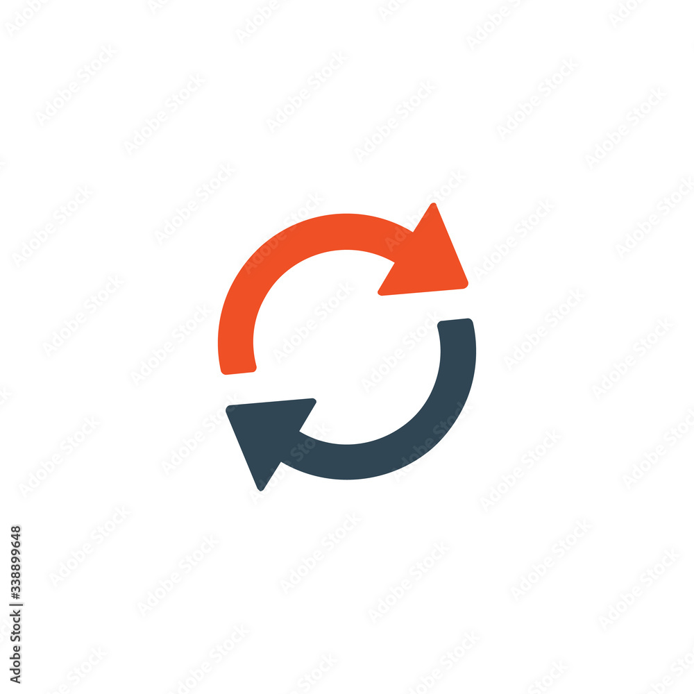 Arrows refresh reload circle icon, cycle, loop roundabout sign. Stock Vector illustration isolated on white background. Arrows refresh reload circle icon, cycle, loop roundabout sign. Stock Vector illustration isolated on white background.