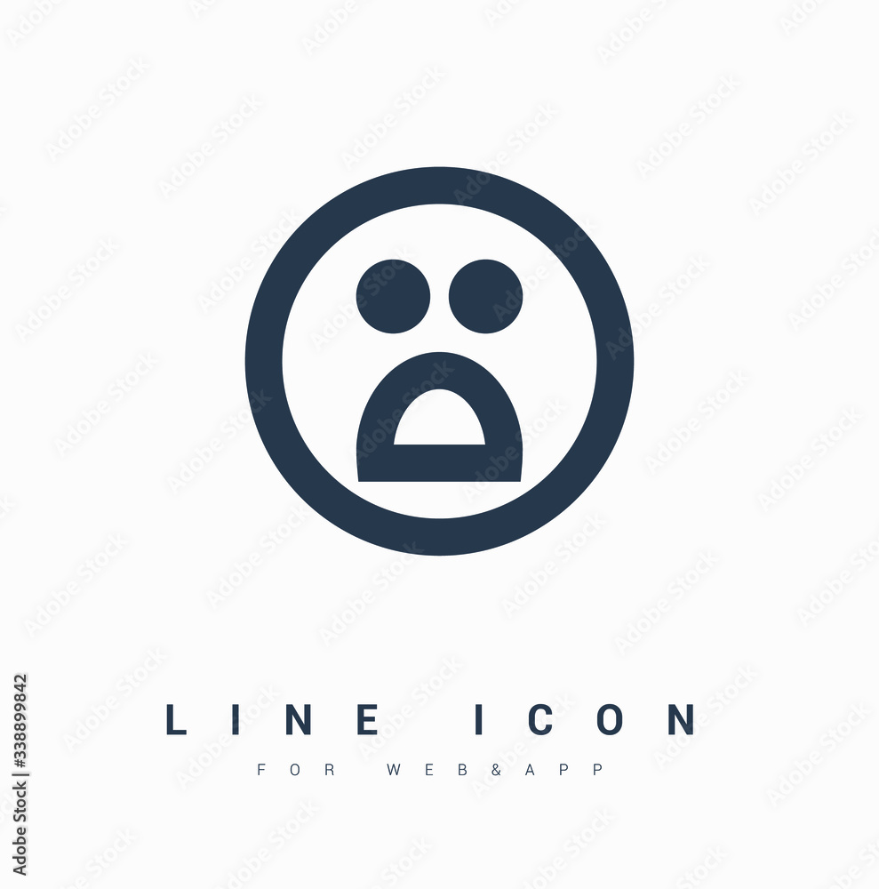 Emotion of fear on the face vector minimalistic icon. Afraid vector symbol. Emoji icon for web design. Modern flat face icon for app design. Panic cartoon sign isolated minimal single flat line icons Emotion of fear on the face vector minimalistic icon. Afraid vector symbol. Emoji icon for web design. Modern flat face icon for app design. Panic cartoon sign isolated minimal single flat line icons