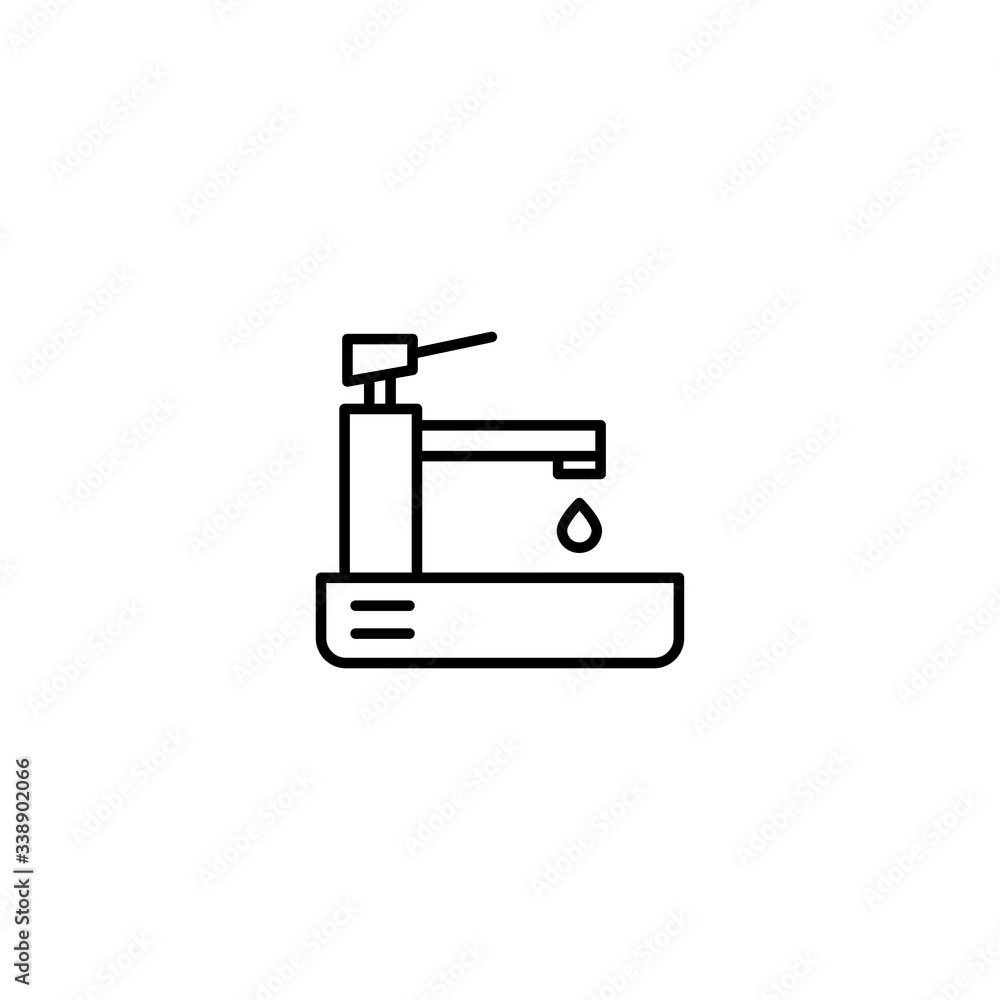 Water tap icon. Dripping tap with drop icon. Kitchen accessories symbol for your web site design, logo, app, UI. Vector illustration, EPS10. Water tap icon. Dripping tap with drop icon. Kitchen accessories symbol for your web site design, logo, app, UI. Vector illustration, EPS10.