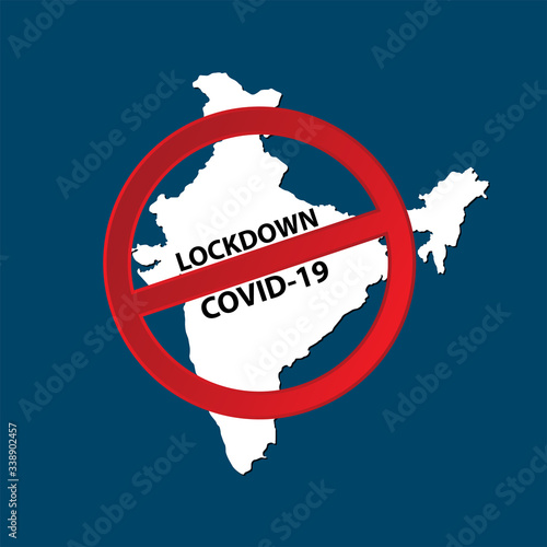 Concept of India national lockdown due to coronavirus crisis covid-19 disease. India announce movement control order emergency state restrictions to combat the spread of the virus.