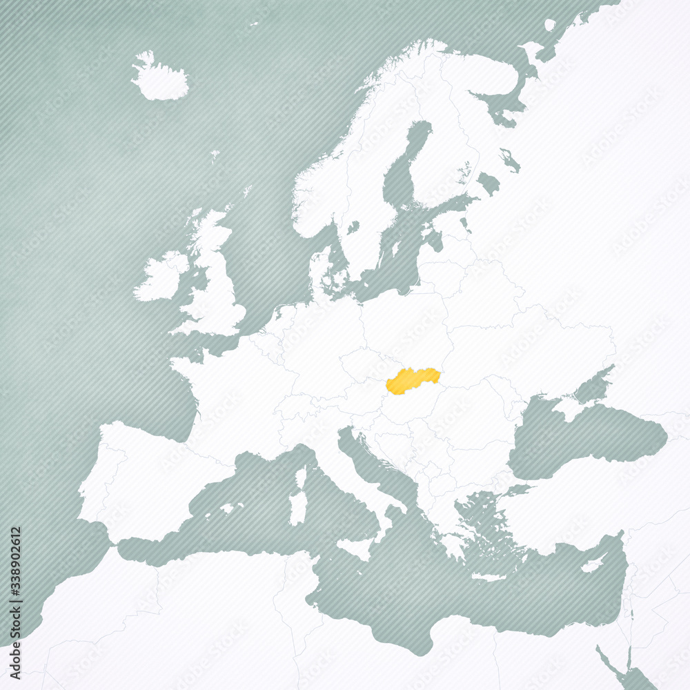 Naklejka premium Map of Europe - Slovakia