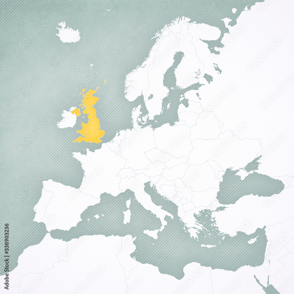Obraz premium Map of Europe - United Kingdom