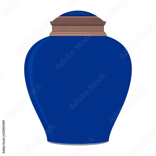 Urn for ashes. Symbols for the funeral service. Vector illustration.