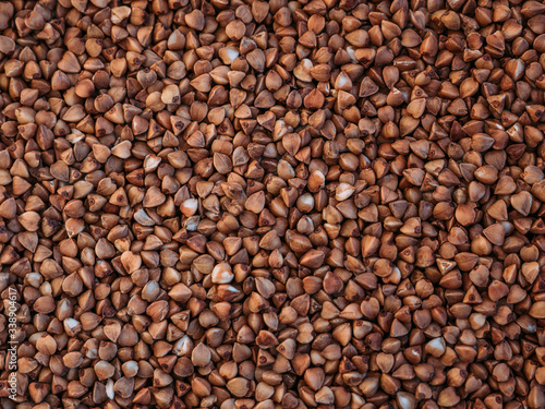 Dark Buckwheat texture high-quality photo of premium buckwheat groats.