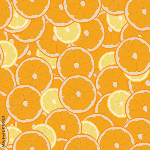 repeating pattern of oranges and lemons