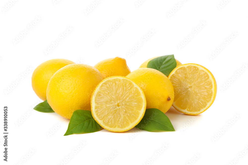 Fresh lemons isolated on white background. Ripe fruit Fresh lemons isolated on white background. Ripe fruit