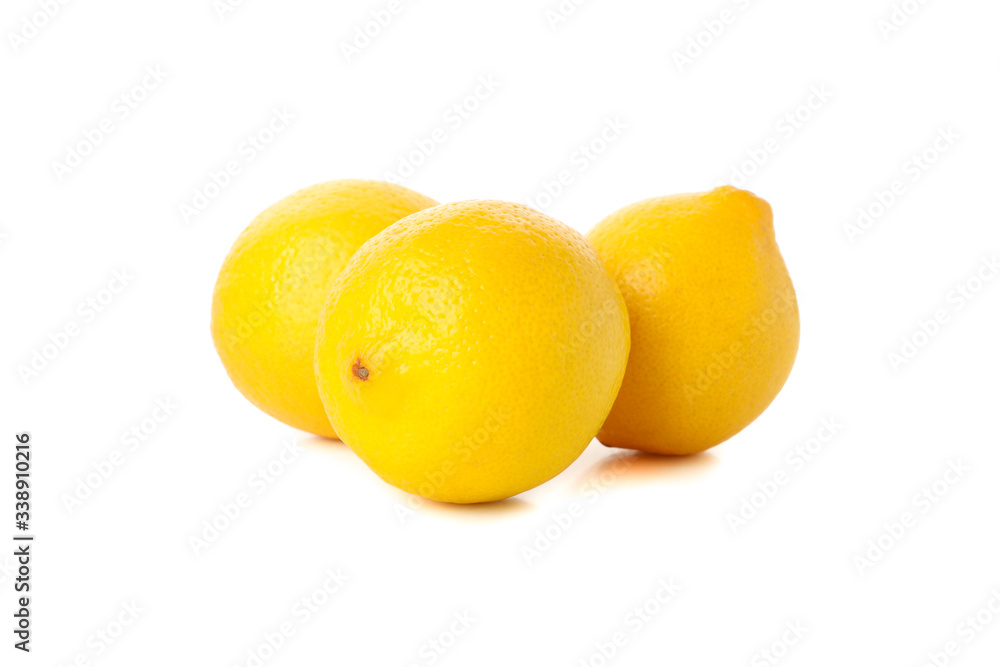 Fresh lemons isolated on white background. Ripe fruit Fresh lemons isolated on white background. Ripe fruit