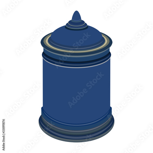 Urn for ashes. Symbols for the funeral service. Vector illustration.
