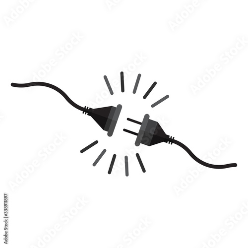 power on concept, plug cutting, plug and unplug, 404 error concept