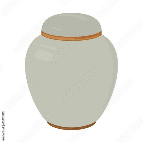 Urn for ashes. Symbols for the funeral service. Vector illustration.