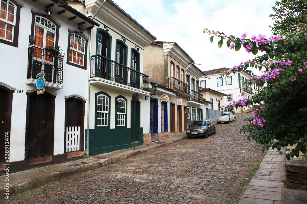 Fototapeta premium street in the old town tiradentes minas gerais brazil