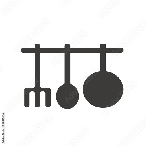Kitchen supplies illustration. Turner with ladle and pan