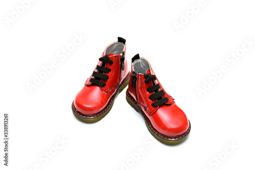 Red boots isolated on the white background.