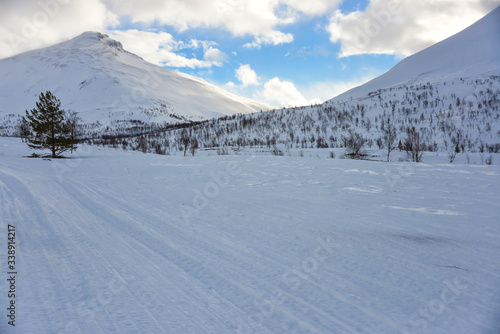 Winter landscape mountains with snow