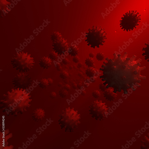 Corona Virus on Red Background