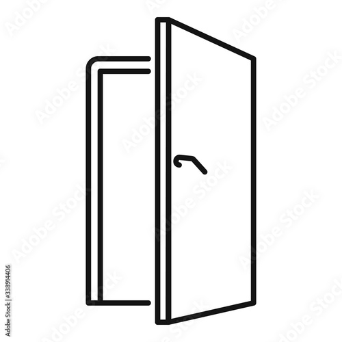 Open door icon. Outline open door vector icon for web design isolated on white background