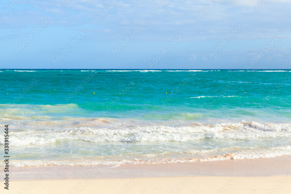 Coastal Caribbean Sea landscape with sandy coast