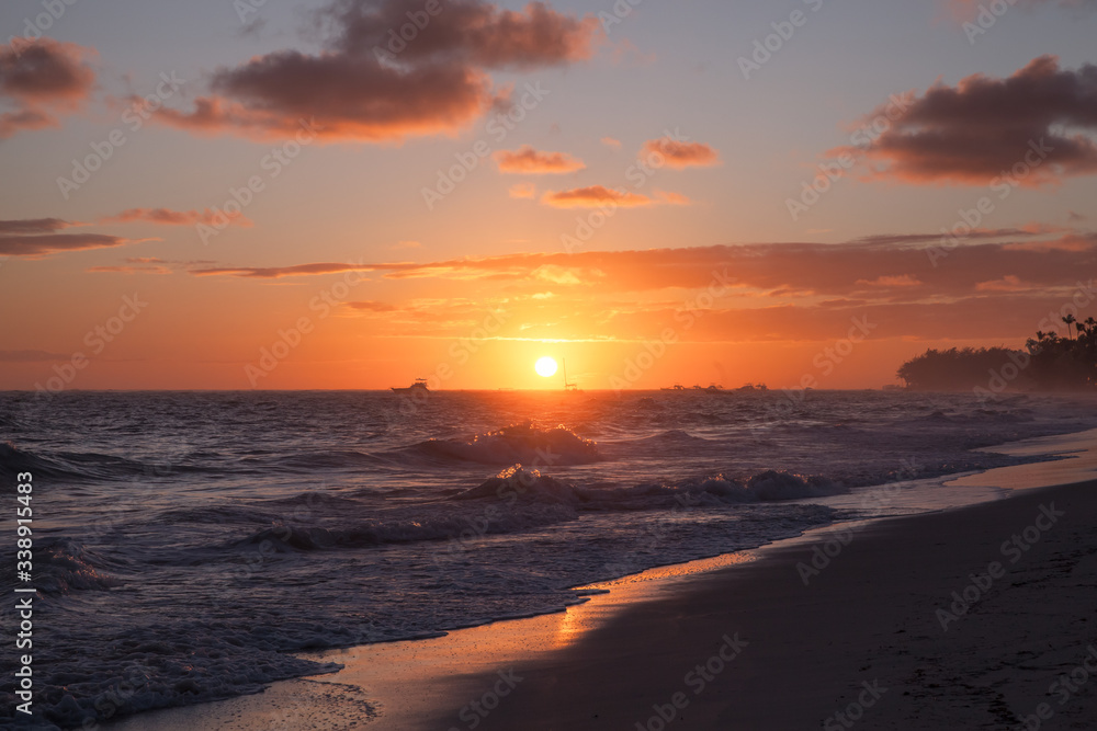 Sunrise at Bavaro beach. Dominican Republic