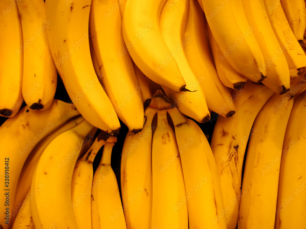 Fresh yellow banana background pattern