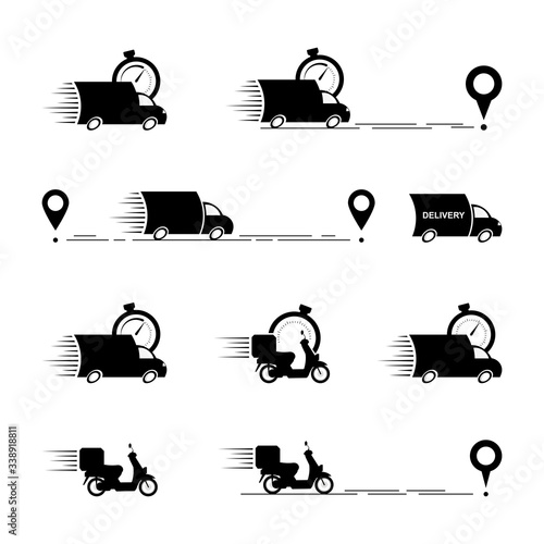 Fast shipping. Truck logo delivery flat icon for apps and web sites.