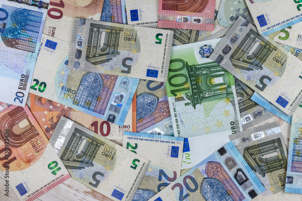Close-up euro banknotes background. Concept of finance and banking Close-up euro banknotes background. Concept of finance and banking