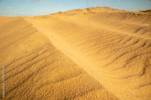 Sand waves in the desert. Sand texture. Kharkov  Ukraine. Ukrainian nature. Desert landscape.