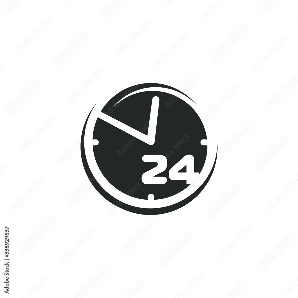 Twenty-four hours vector flat isolated image. Twenty-four hours vector flat isolated image.