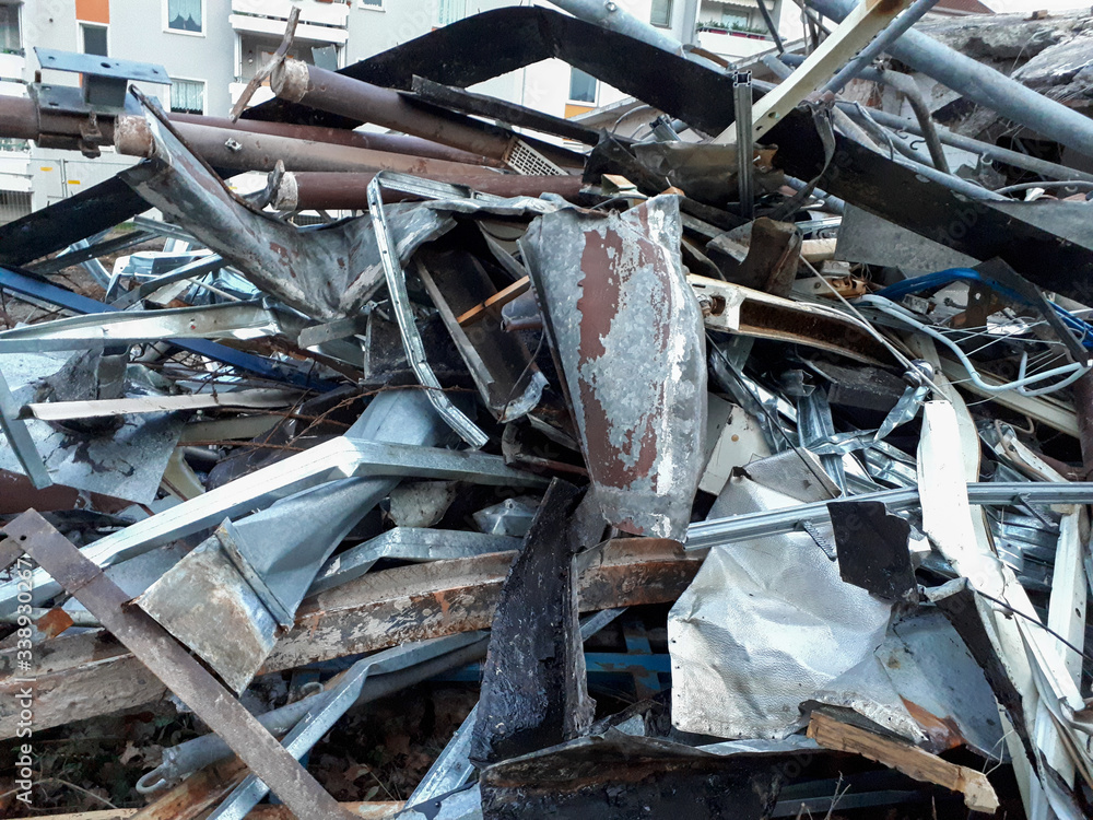 close up of old rusty metal garbage