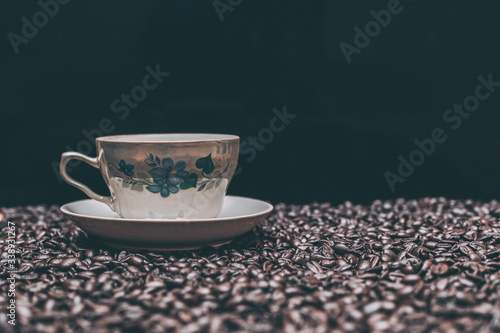 Roasted dark coffee beans background