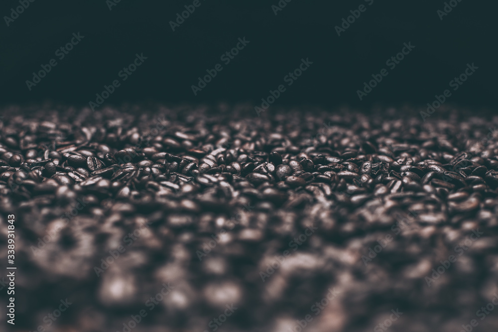 Roasted dark coffee beans background Roasted dark coffee beans background