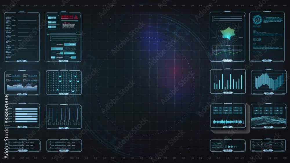 HUD UI/UX for games, motion design,. Futuristic user interface HUD and Infographic elements. Abstract virtual graphic touch user interface. UI hud infographic interface screen monitor. High Tech, 4K