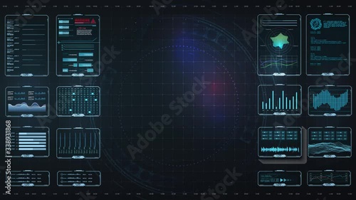 HUD UI/UX for games, motion design,. Futuristic user interface HUD and Infographic elements. Abstract virtual graphic touch user interface. UI hud infographic interface screen monitor. High Tech, 4K