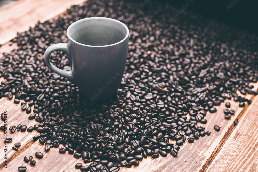 Roasted dark coffee beans background Roasted dark coffee beans background