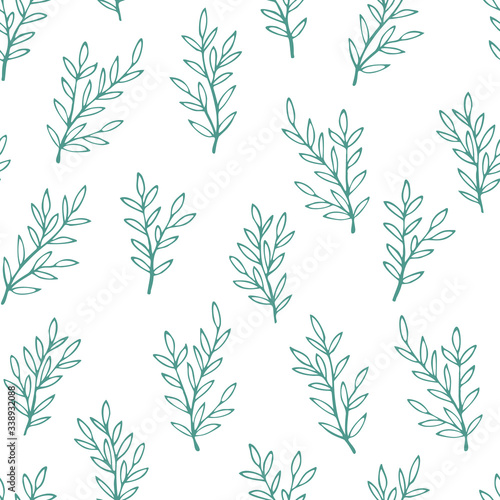 Fototapeta Naklejka Na Ścianę i Meble -  Vector seamless floral pattern with hand drawn small branches. Cute simple design for wallpaper, fabric, textile, wrapping paper
