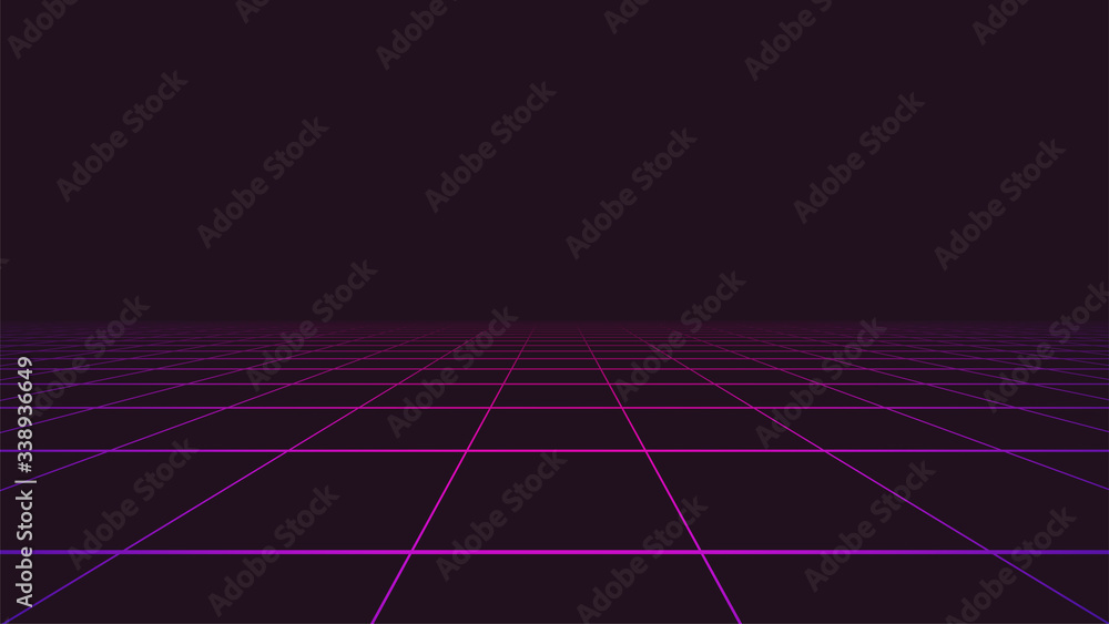 Synthwave Background. Pink Perspective Grid. 80s 3d landscape. Dark ...