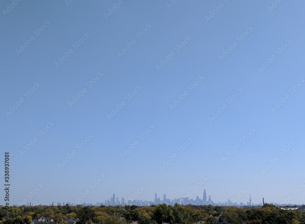 Clear Blue Sky and Distant Skyline