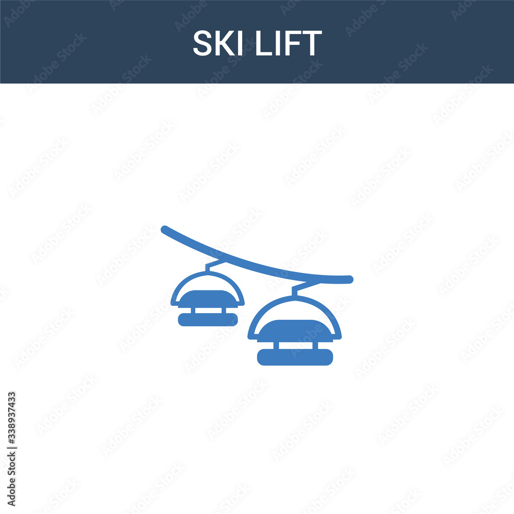 two colored Ski lift concept vector icon. 2 color Ski lift vector illustration. isolated blue and orange eps icon on white background.