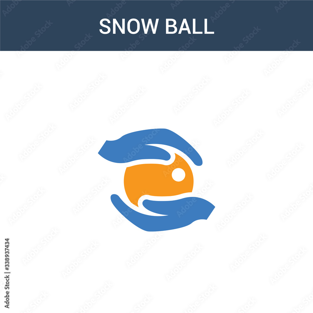 Fototapeta premium two colored Snow ball concept vector icon. 2 color Snow ball vector illustration. isolated blue and orange eps icon on white background.